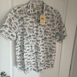 NWT Tommy Bahama Shirt coconut cream button-up short sleeve Top size Large $120